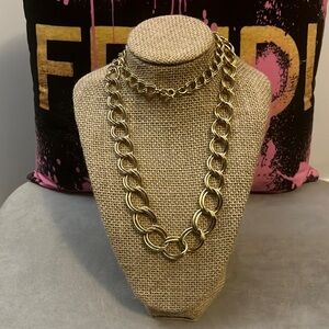 VINTAGE GOLD CHUNKY CHAIN LINK STATEMENT NECKLACE 30 INCH LONG